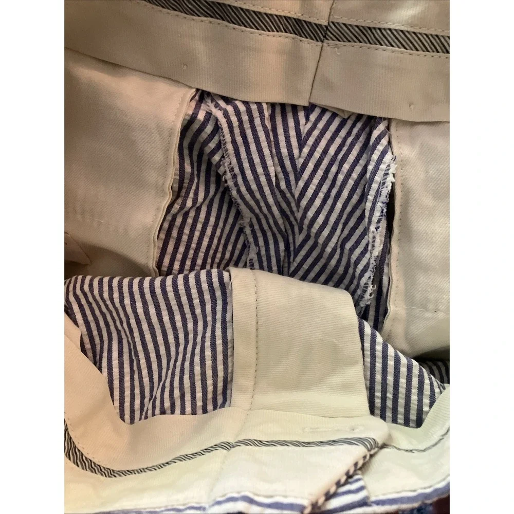 Berle Men's Seersucker Pants Sz 34 X28 Cotton Pleated Cuff Nautical VTG